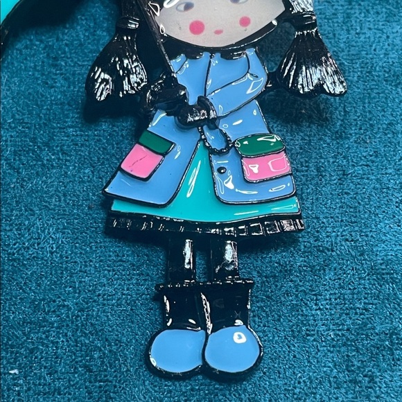Colorful Umbrella Girl Enamel Brooch - Picture 3 of 6